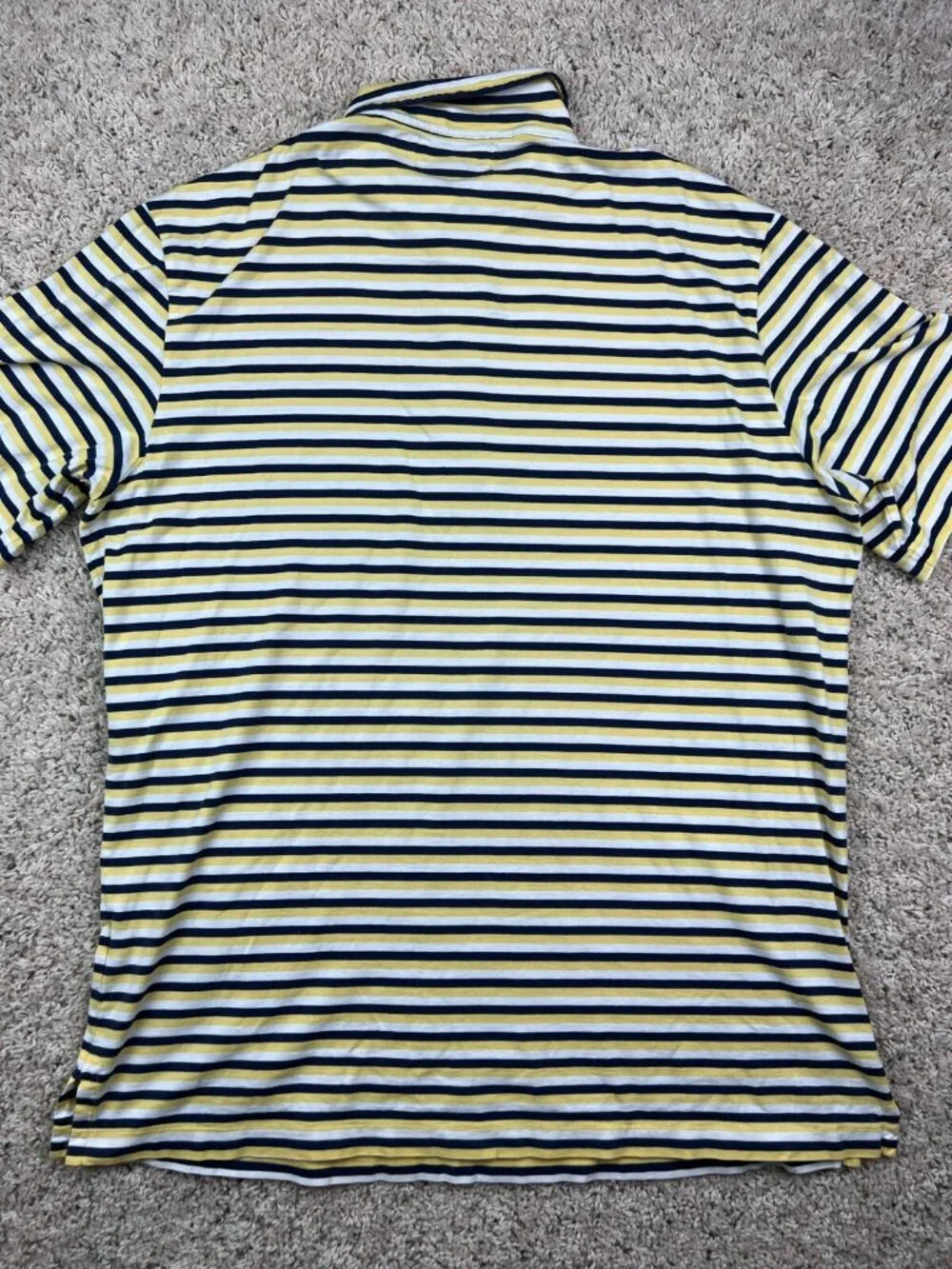 Polo Ralph Lauren Polo Shirt Large Yellow White Navy Blue Striped Yellow Pony